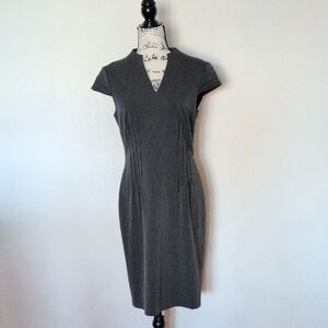 ANTONIO MELANI Slate Gray Cap-Sleeve V-Neck Midi Dress